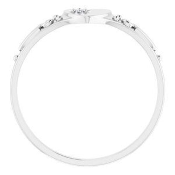 14K White .01 CT Natural DiamondHeart Ring